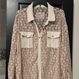 POL Women’s Floral Button Down Shirt